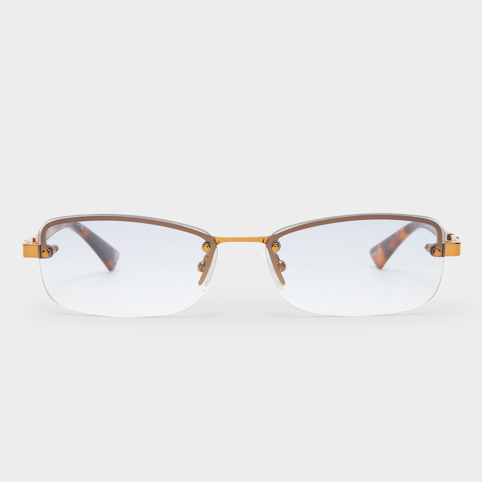 Enigmatic Antique Gold Dark Tort Female Round Sunglasses | Le Specs
