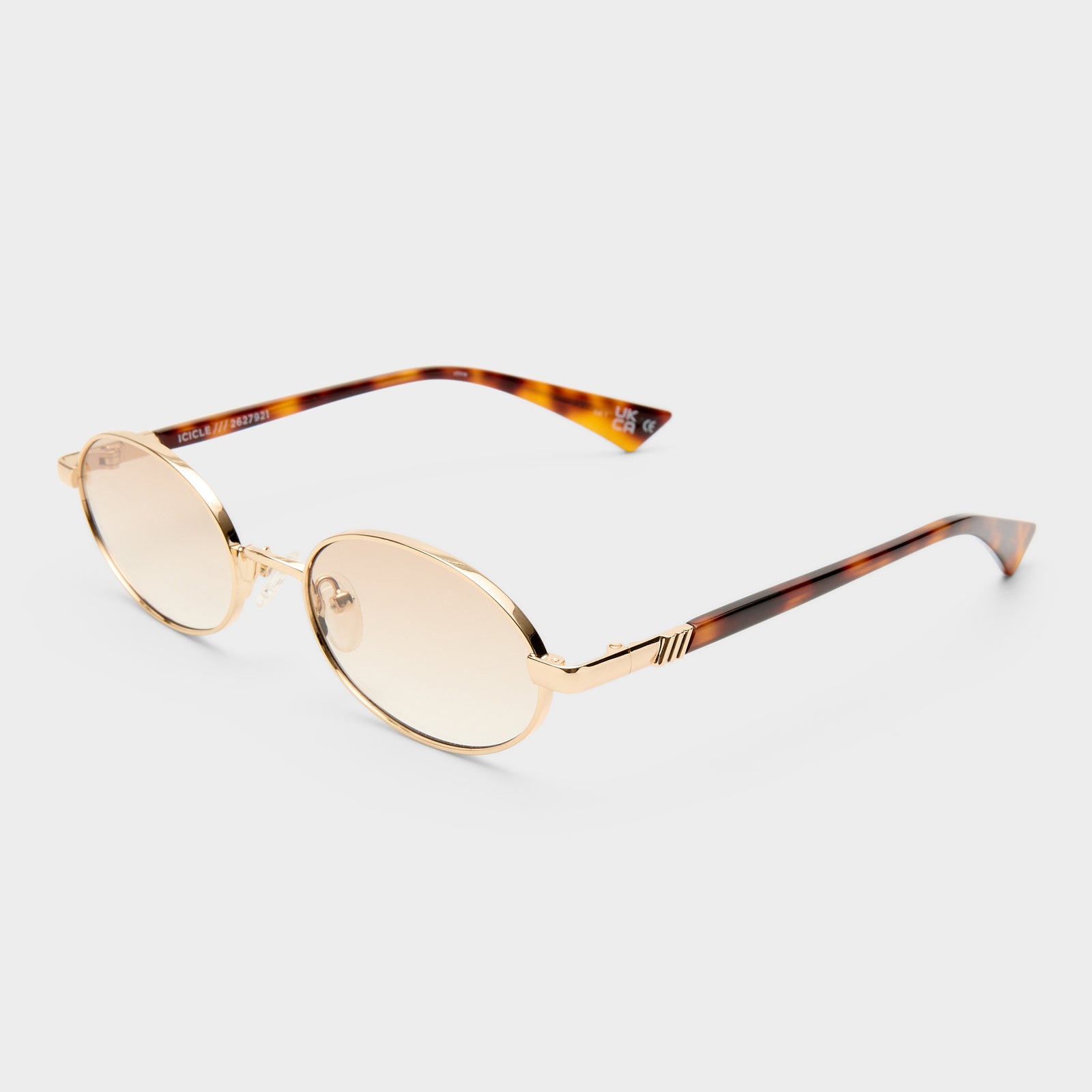 Icicle Bright Gold Uni-Sex Oval Sunglasses | Le Specs