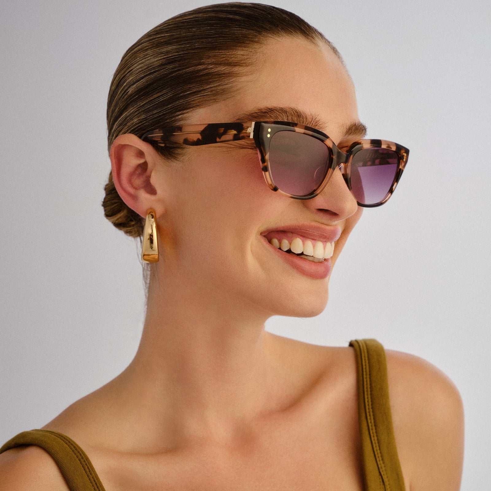 Horizon Rose Tort Female D-Frame Sunglasses | Le Specs