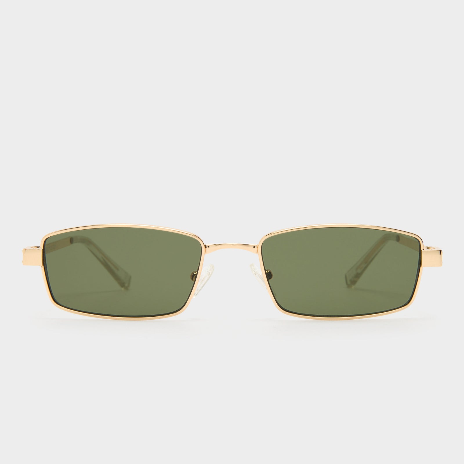 Bizarro Bright Gold Clear Uni-Sex Rectangle Sunglasses | Le Specs