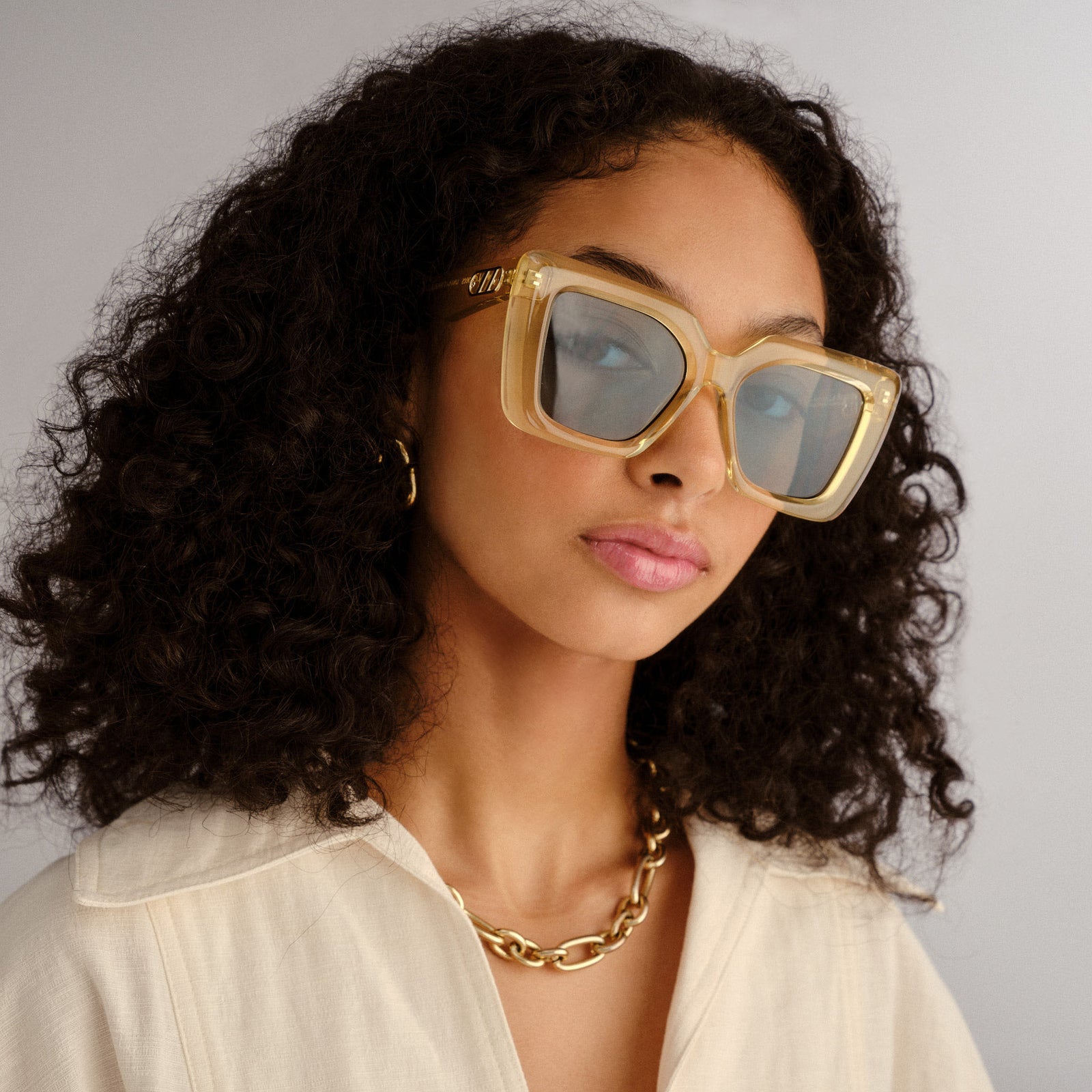 Unimaginable Sand Female Square Sunglasses | Le Specs