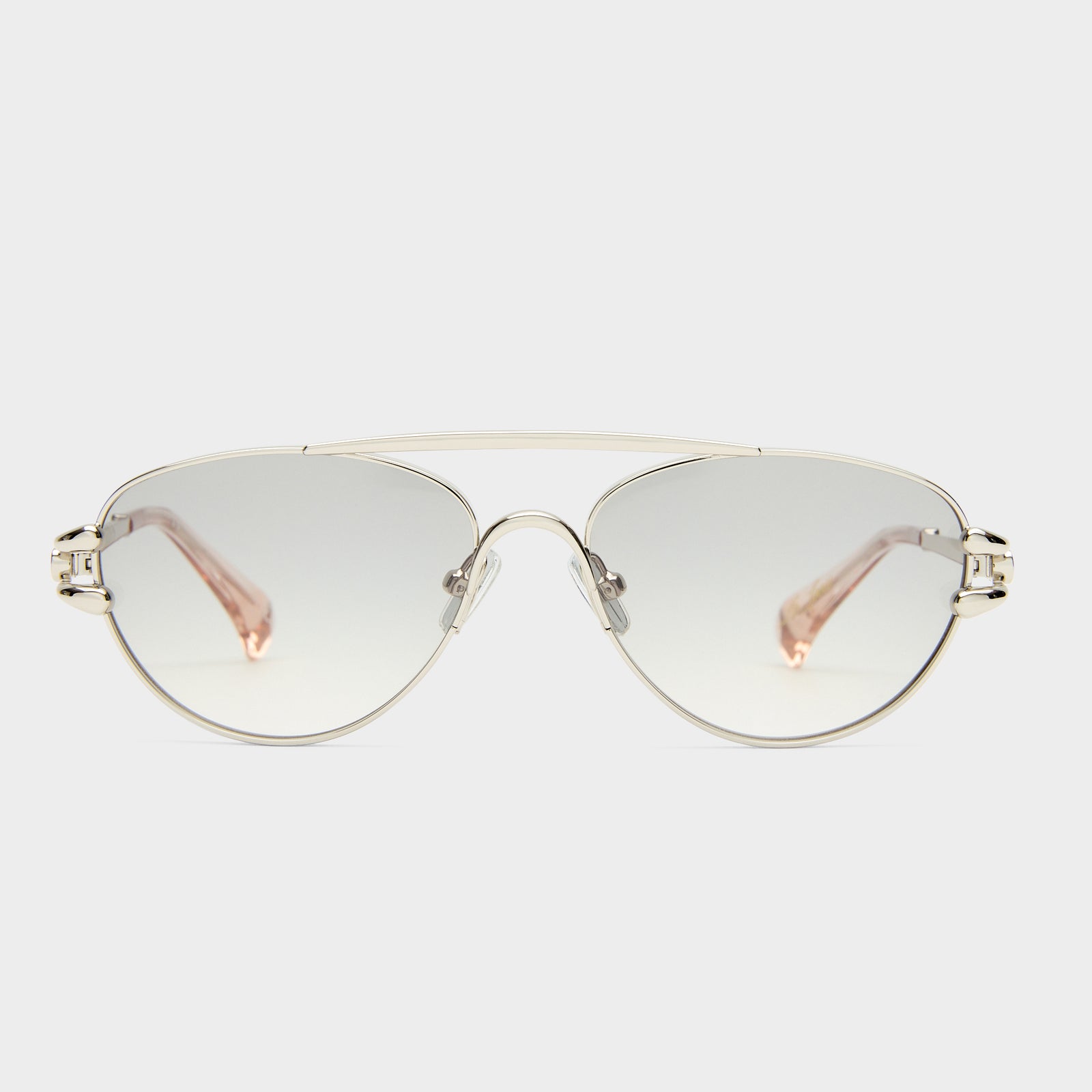Numero Seis Bright Silver Female Aviator Sunglasses | Le Specs