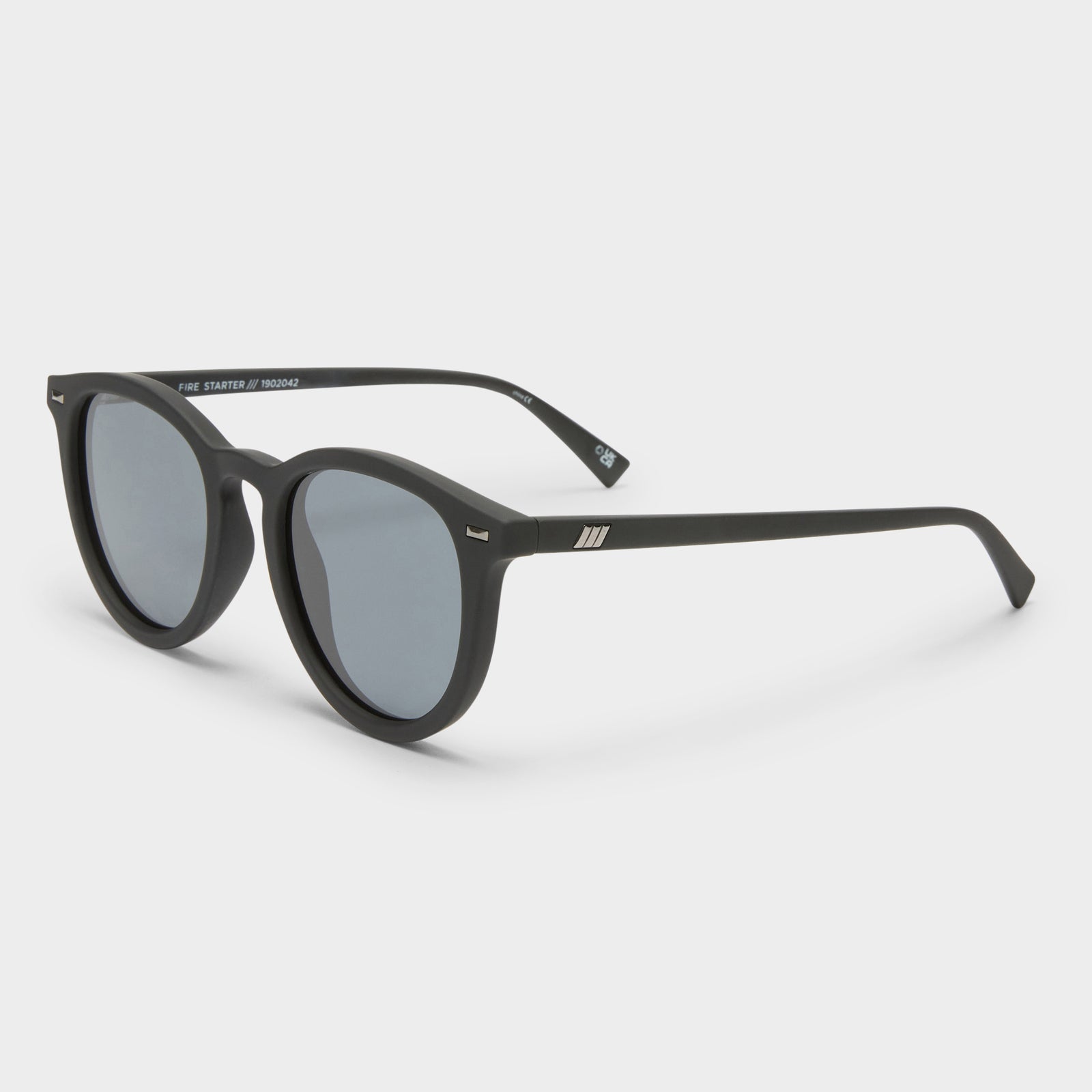 Fire Starter Black Rubber Uni-Sex Round Sunglasses | Le Specs