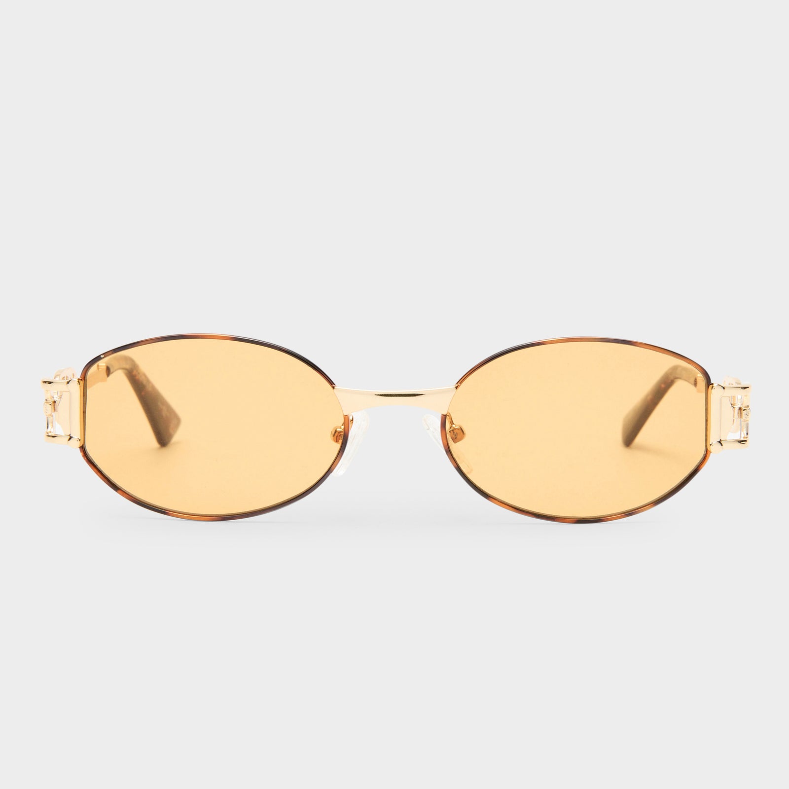 The Forbidden Bright Gold Uni-Sex Oval Sunglasses | Le Specs