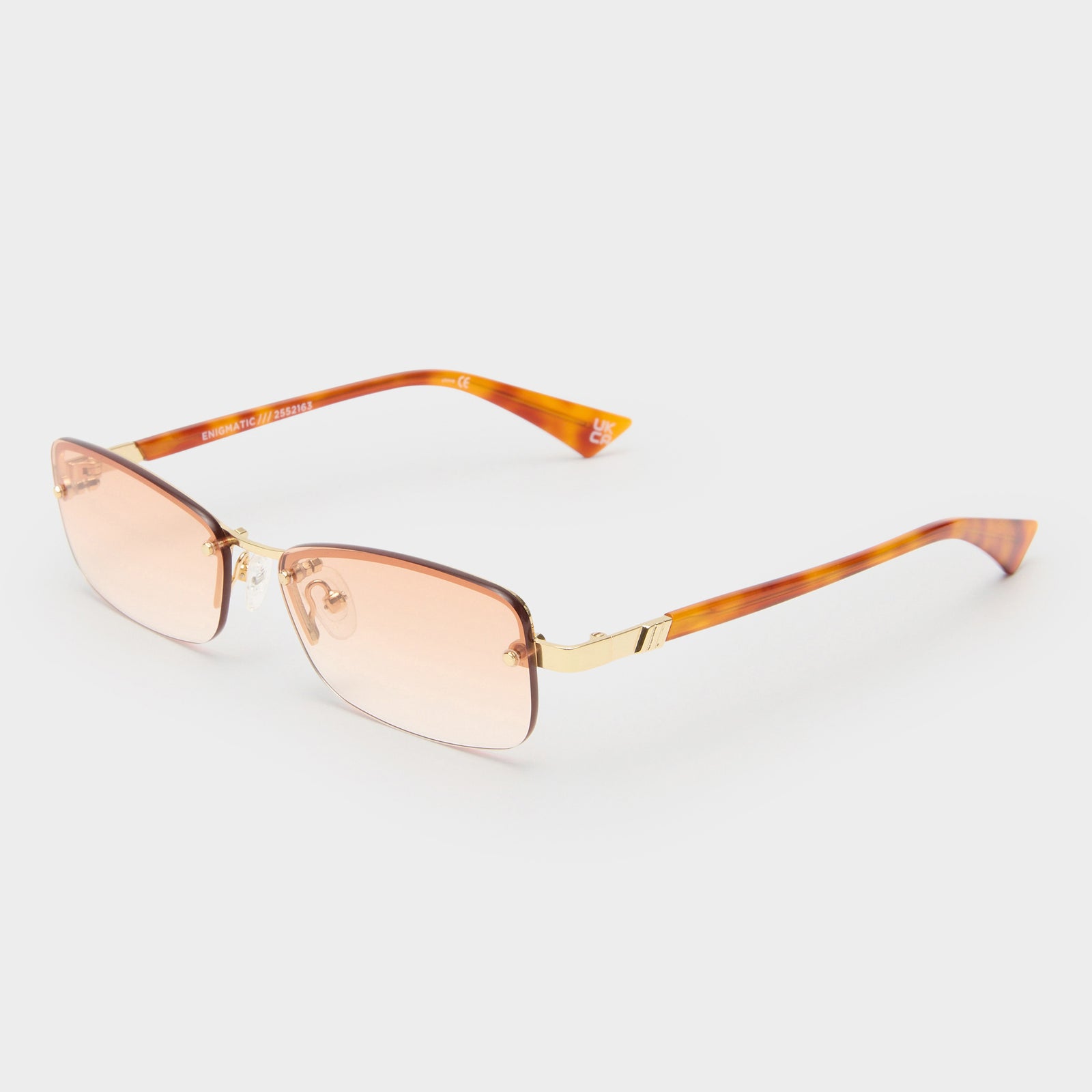 Enigmatic Gold Vintage Tort Female Rectangle Sunglasses | Le Specs