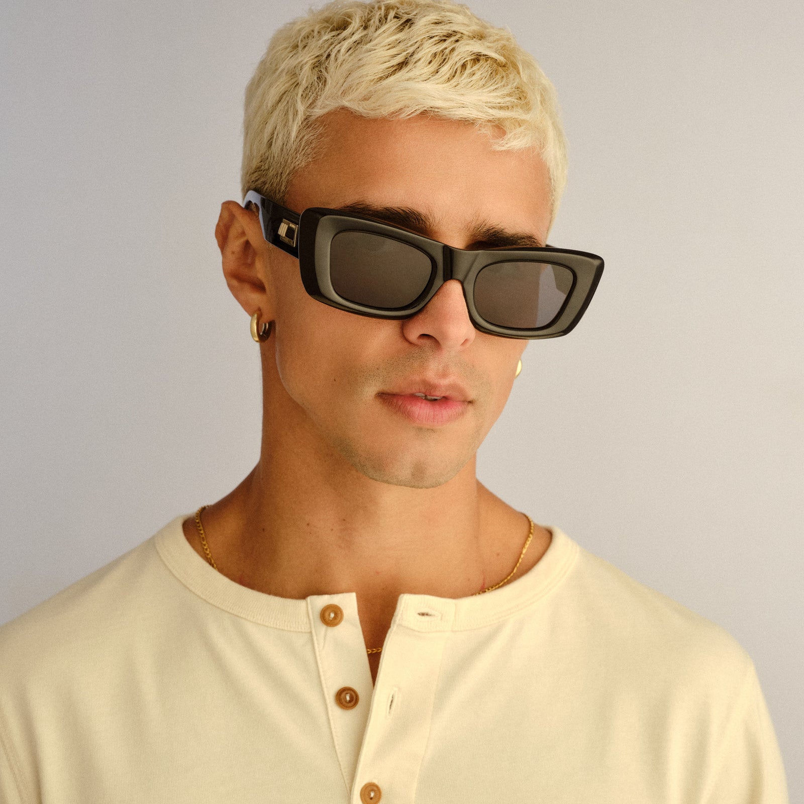Dopamine Black Uni-Sex Rectangle Sunglasses | Le Specs