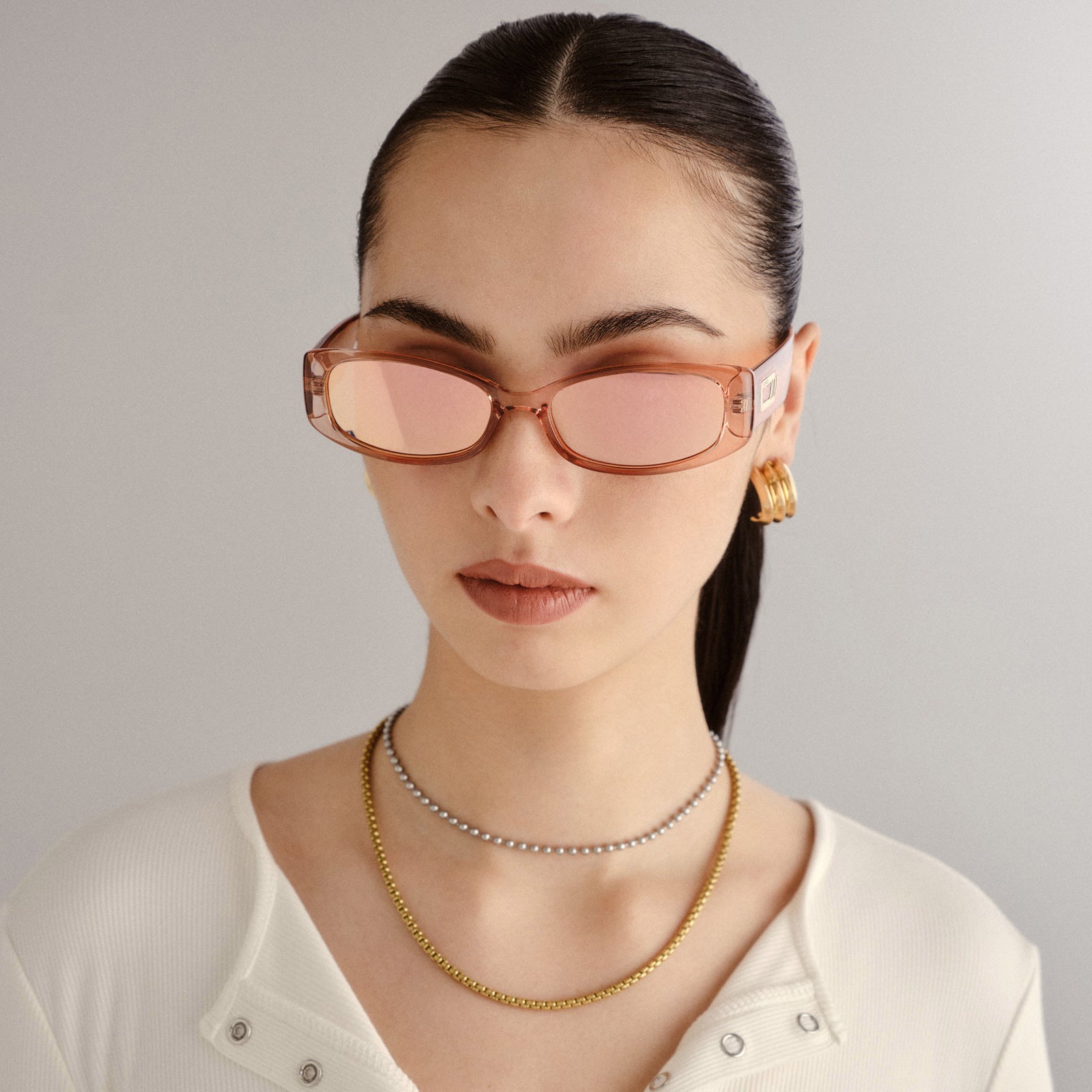 Starlight Blush Female Rectangle Sunglasses | Le Specs