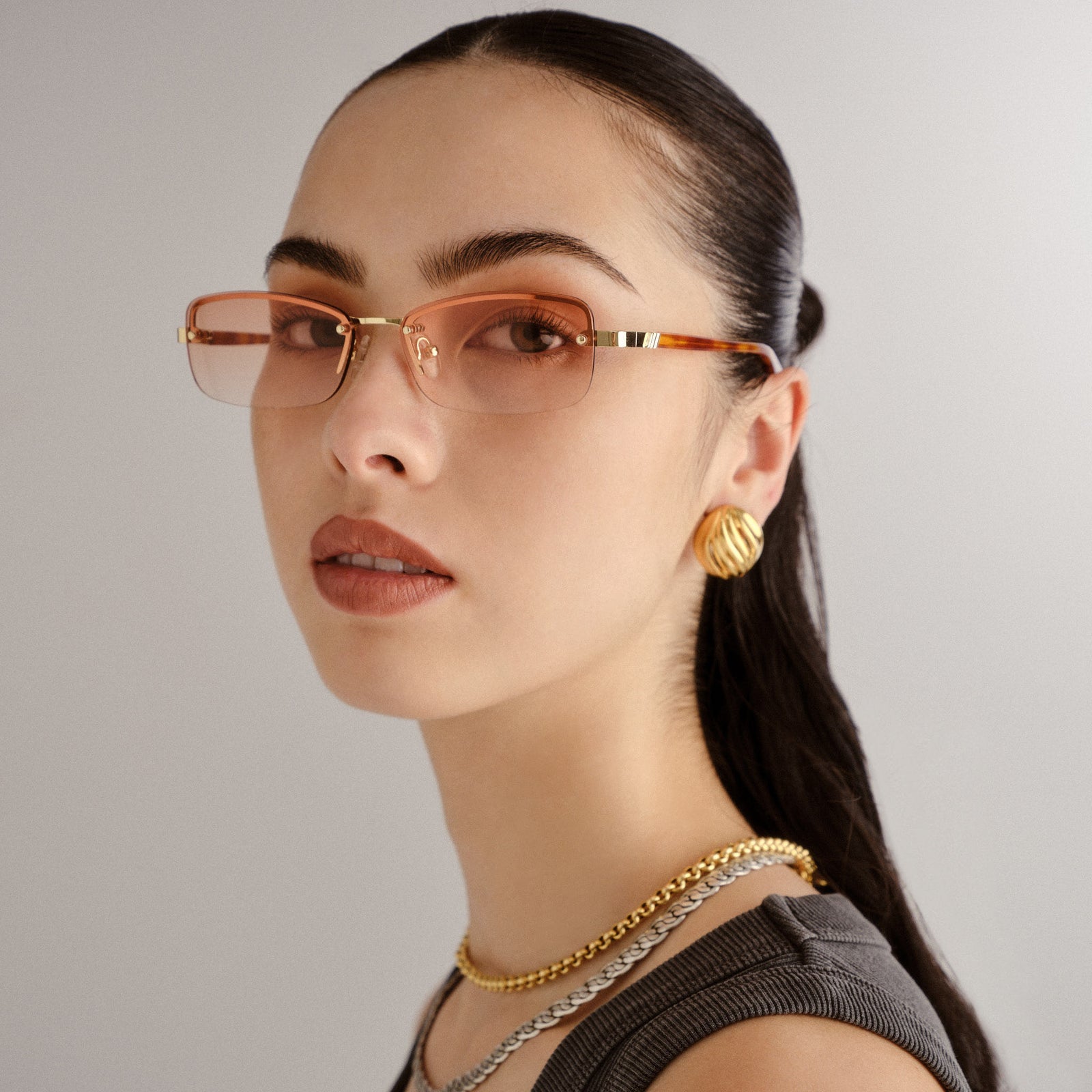 Enigmatic Gold Vintage Tort Female Rectangle Sunglasses | Le Specs