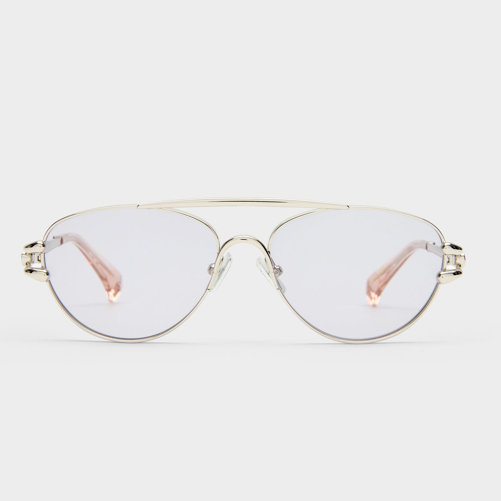 Numero Seis Bright Silver Female Aviator Sunglasses | Le Specs