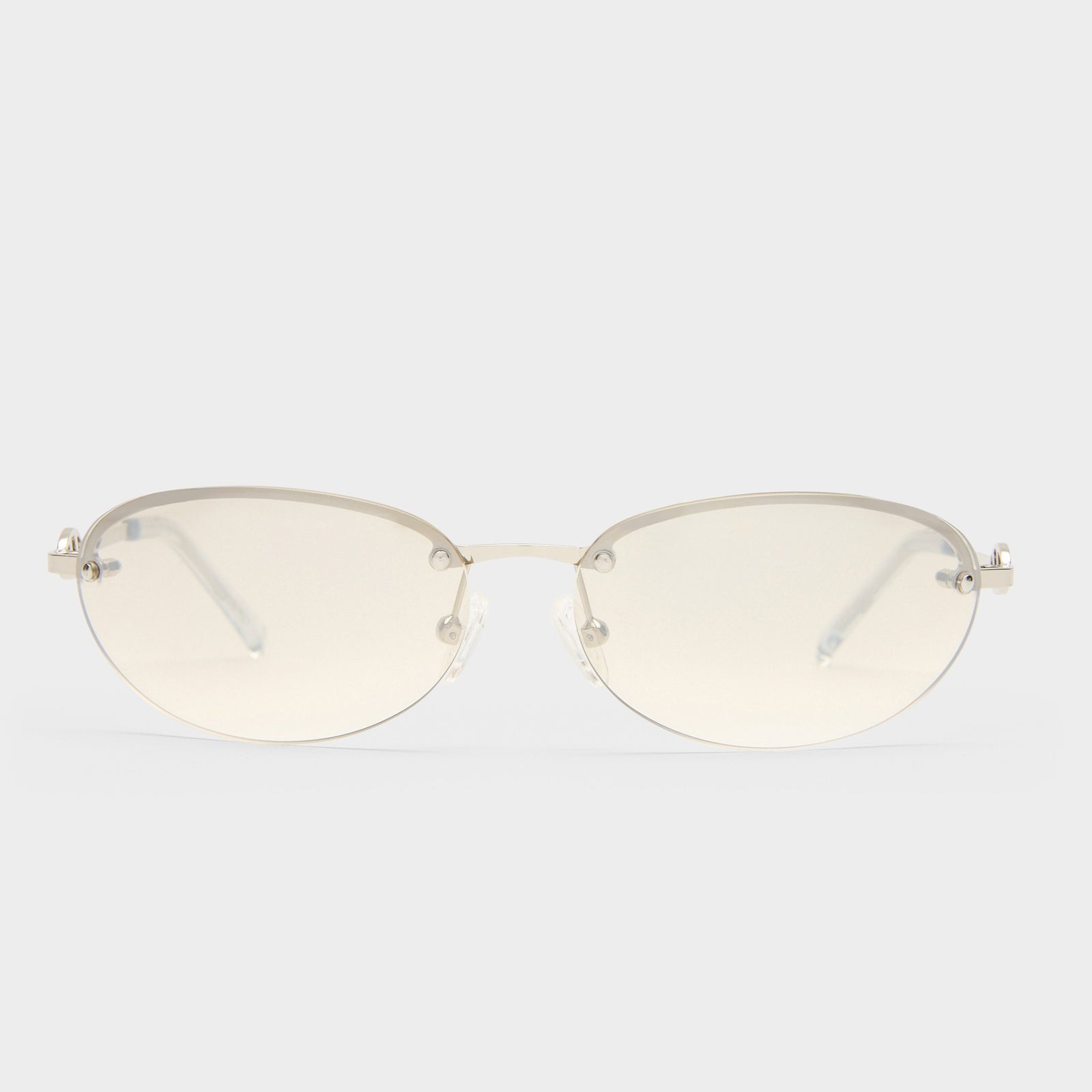 Slinky Silver Female Oval Sunglasses | Le Specs