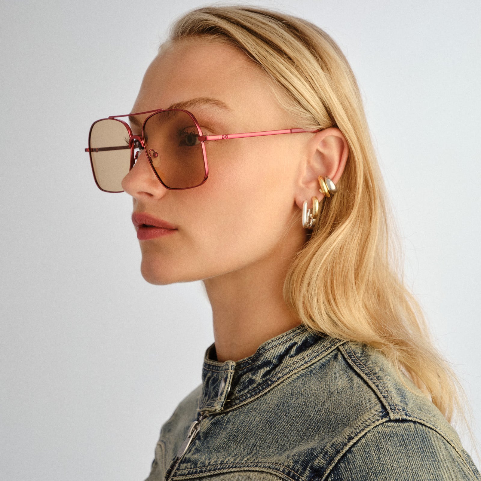 Civelle Moto Red Female Aviator Sunglasses | Le Specs