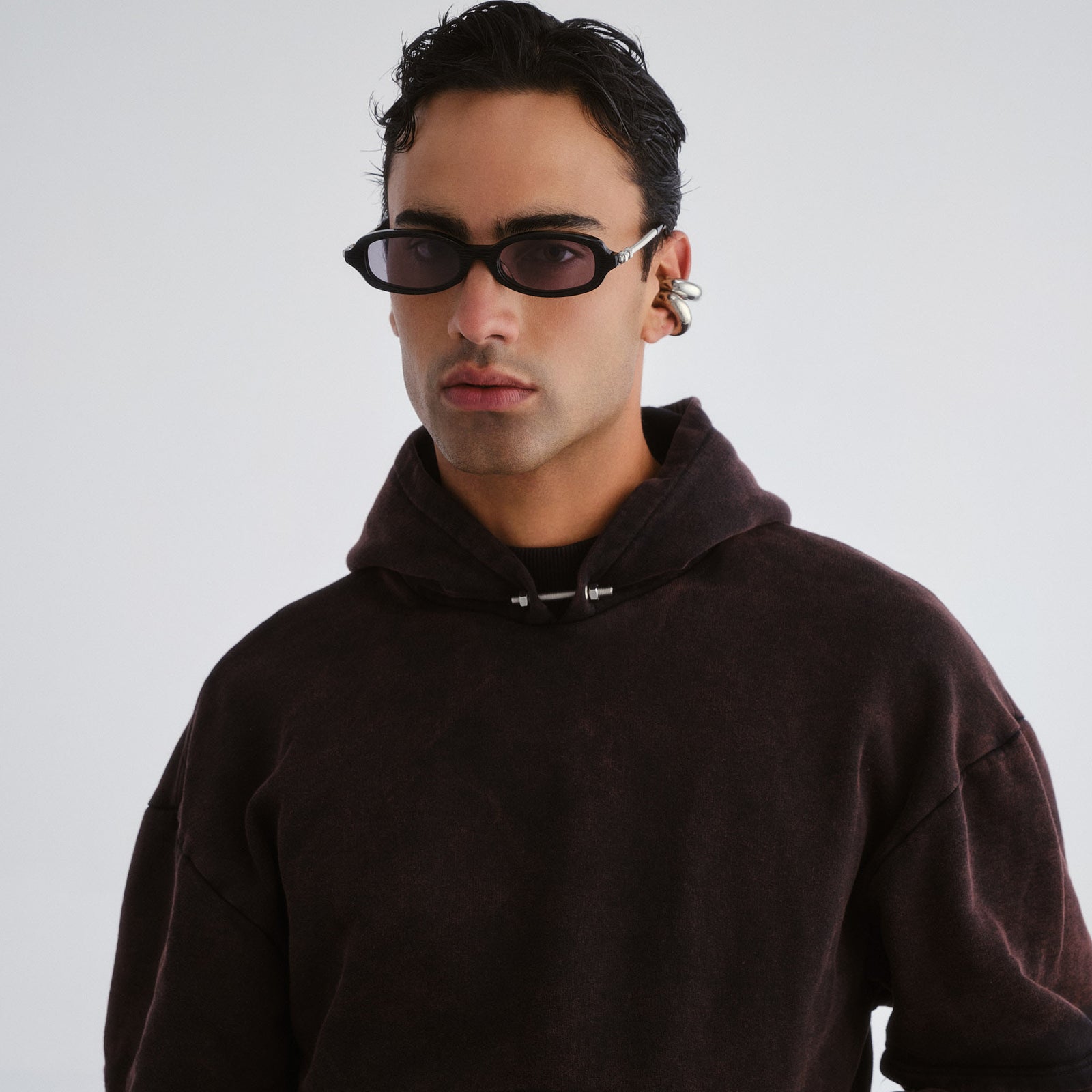 Lichtblick Scratched Black Uni-Sex Rectangle Sunglasses | Le Specs