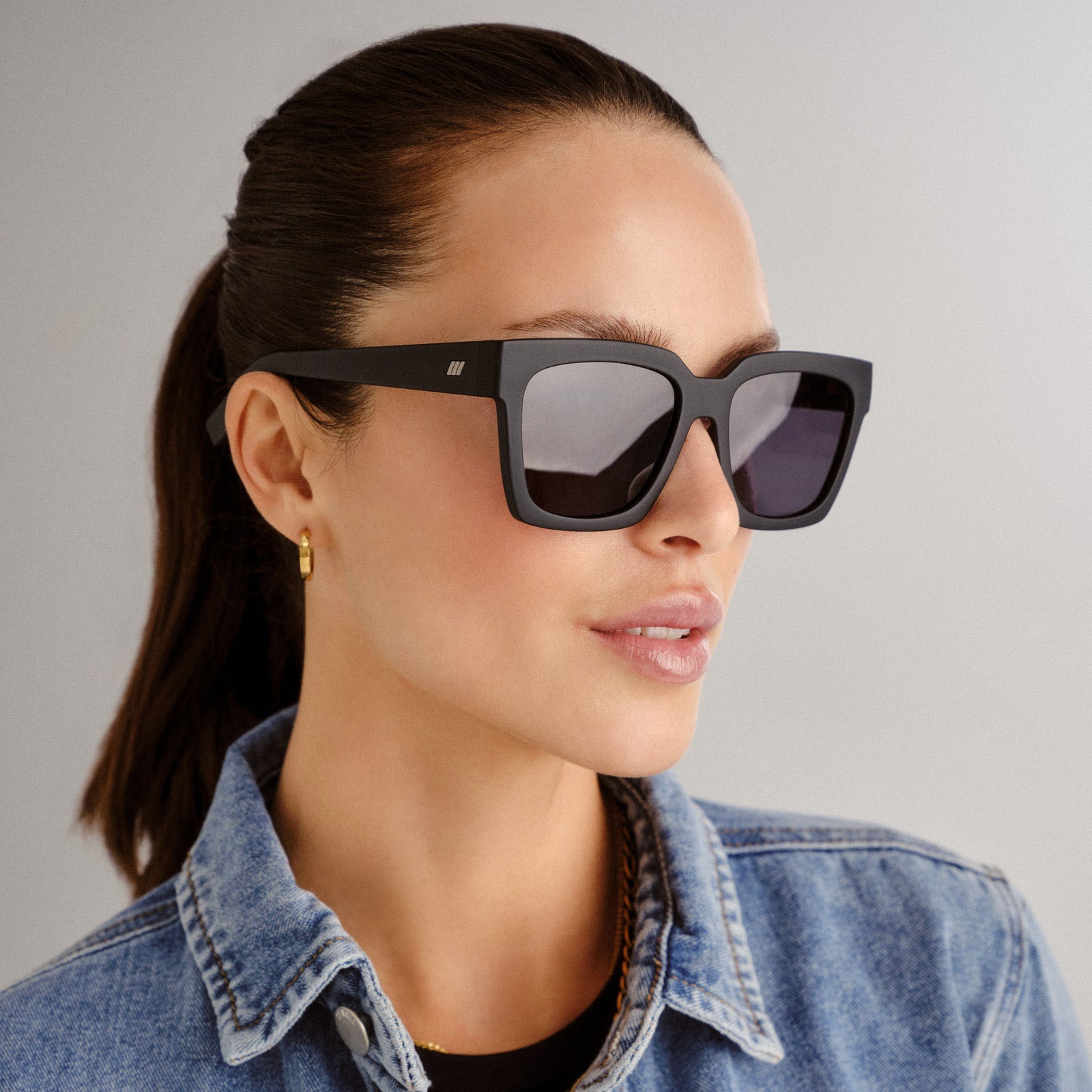 Weekend Riot Matte Black Uni-Sex D-Frame Sunglasses | Le Specs
