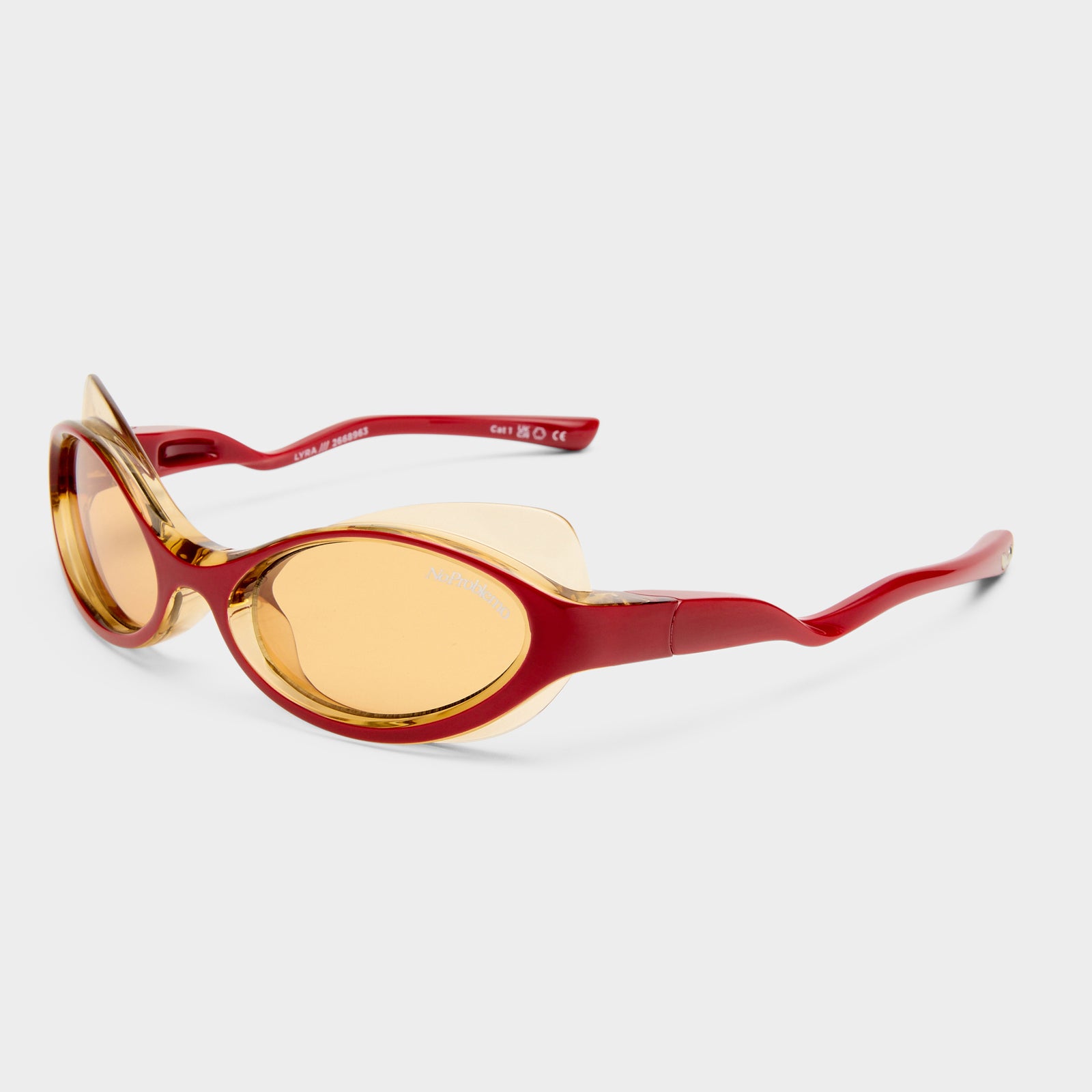 Lyra Bright Red Uni-Sex Oval Sunglasses | Le Specs