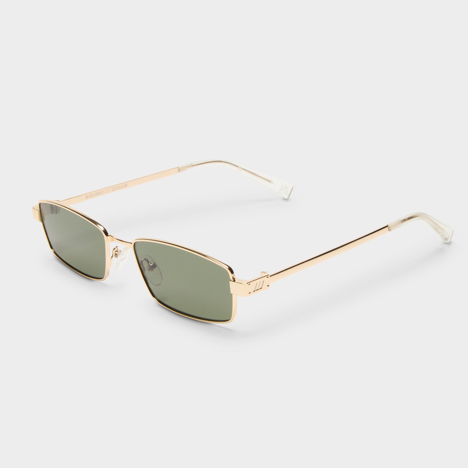 Bizarro Bright Gold Clear Uni-Sex Rectangle Sunglasses | Le Specs