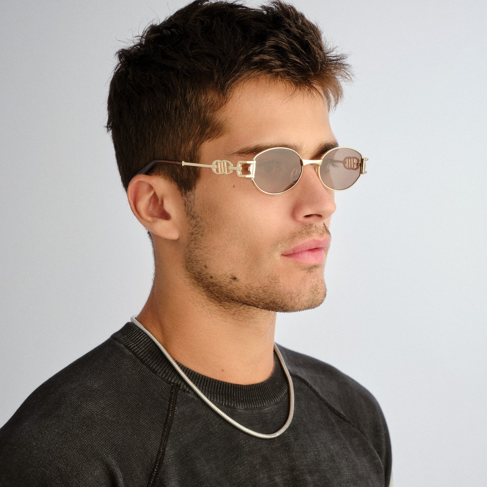 The Forbidden Gold Uni-Sex Oval Sunglasses | Le Specs