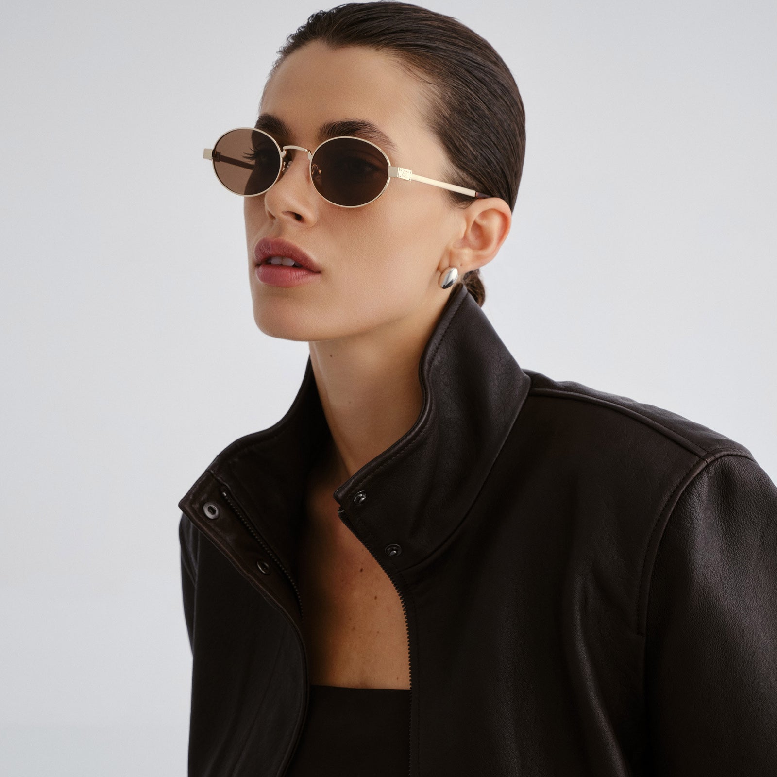 Poseidon Deux Gold Uni-Sex Oval Sunglasses | Le Specs