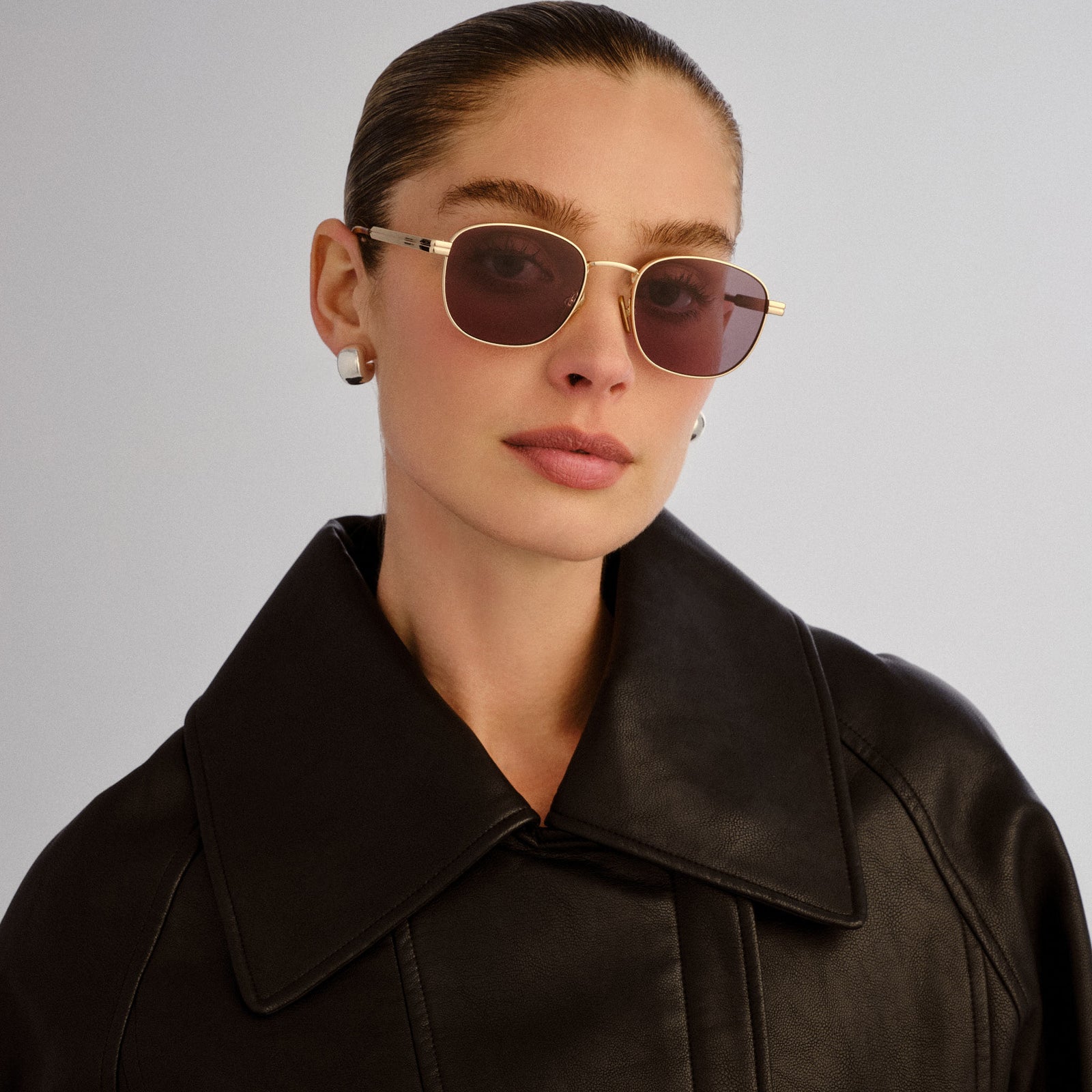 Zenith Gold Uni-Sex Square Sunglasses | Le Specs