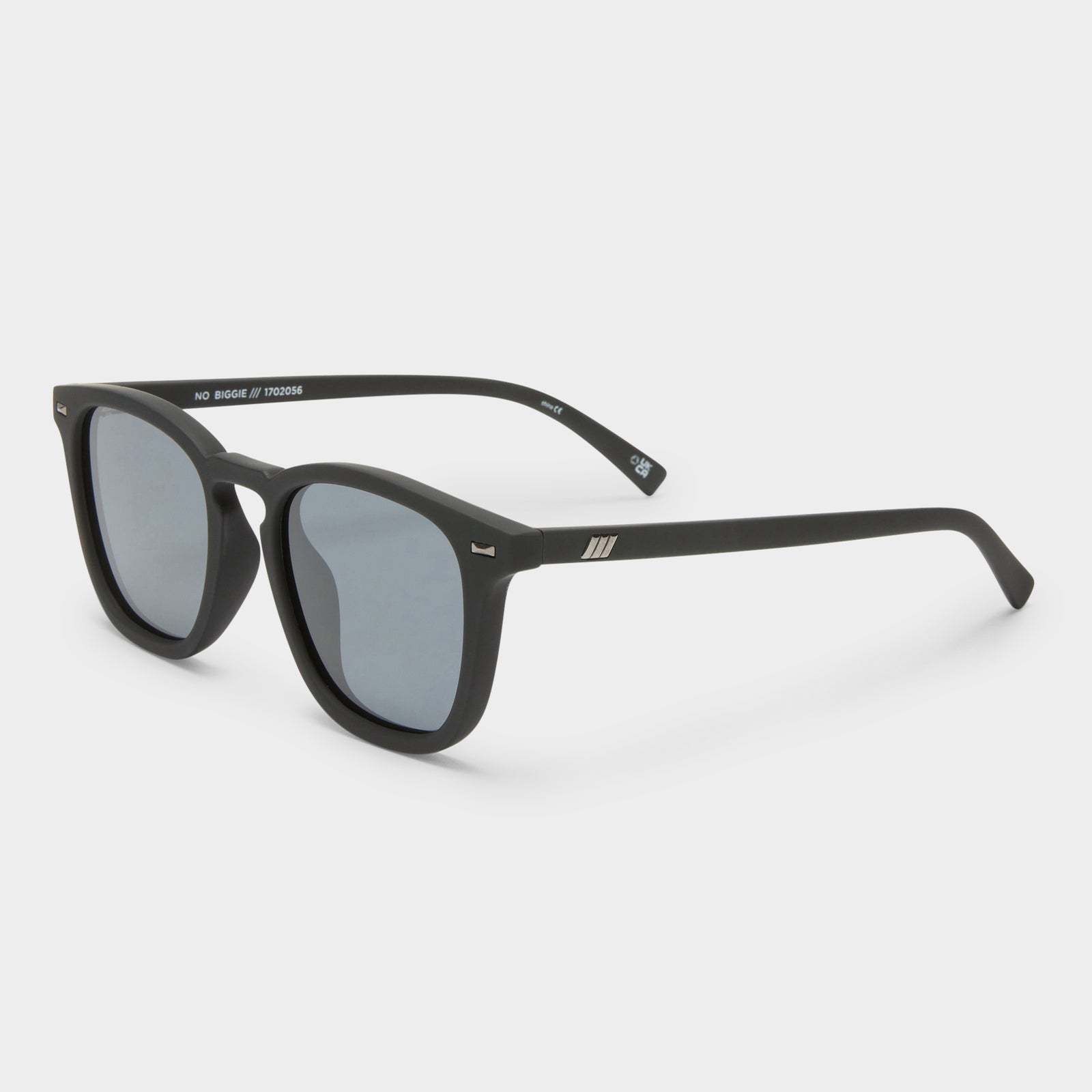 No Biggie Black Rubber Uni-Sex Square Sunglasses | Le Specs