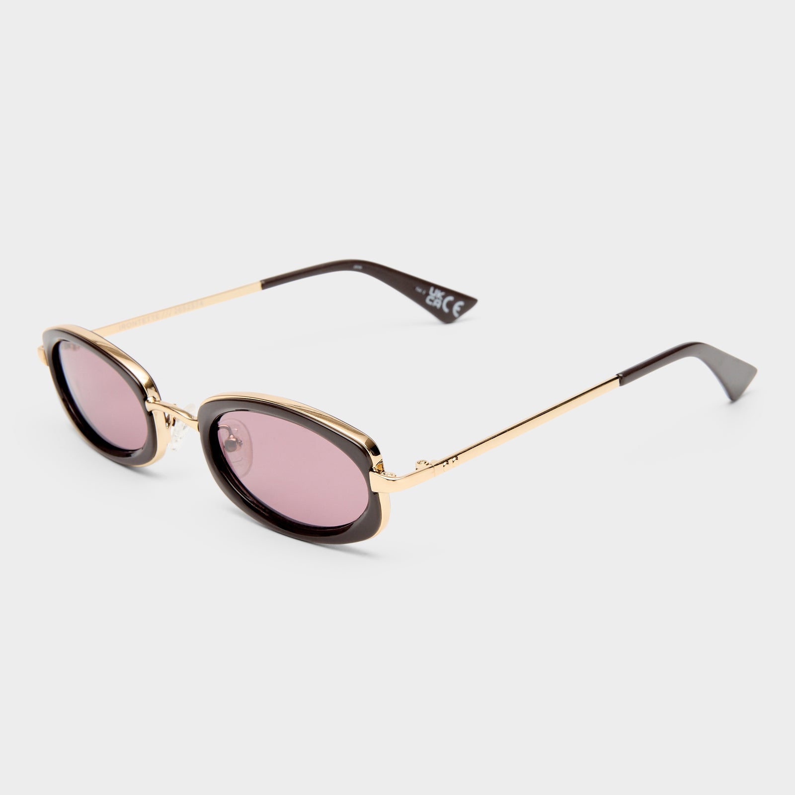 Mecharo Gold Dark Chocolate Uni-Sex Oval Sunglasses | Le Specs