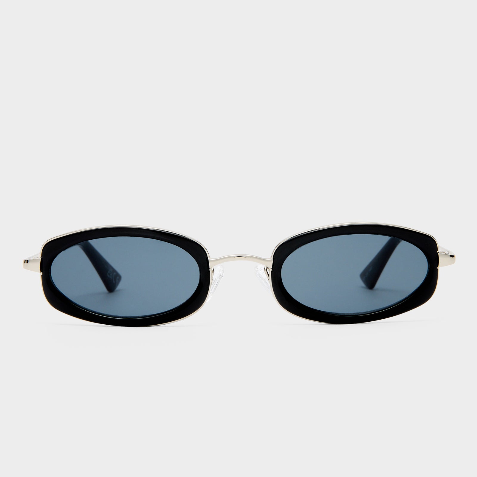 Mecharo Silver Black Uni-Sex Oval Sunglasses | Le Specs