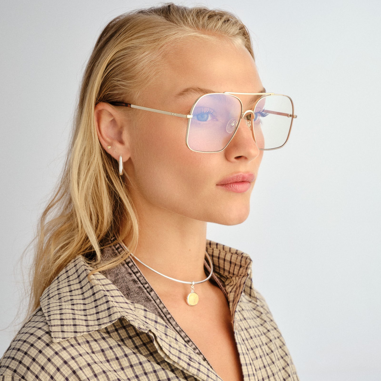 Civelle Gold Female Aviator Blue Light | Le Specs