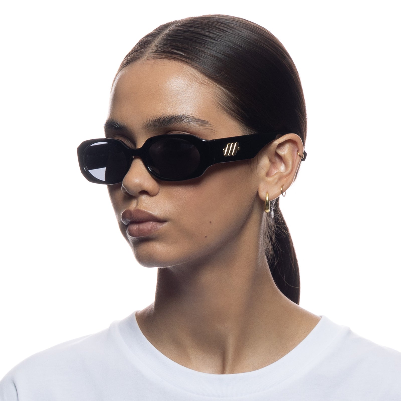 Shebang Black Uni-Sex Rectangle Sunglasses | Le Specs
