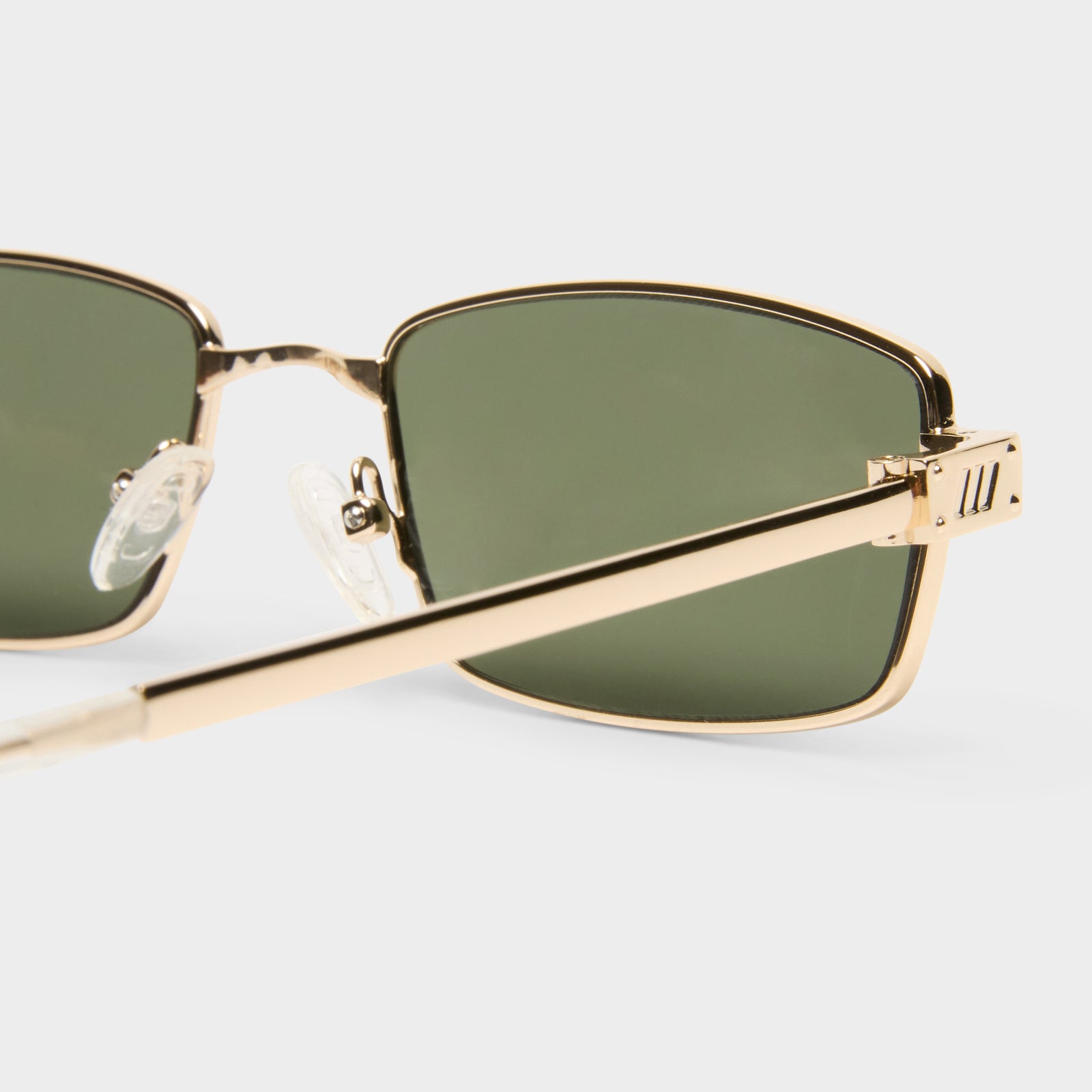 Bizarro Bright Gold Clear Uni-Sex Rectangle Sunglasses | Le Specs