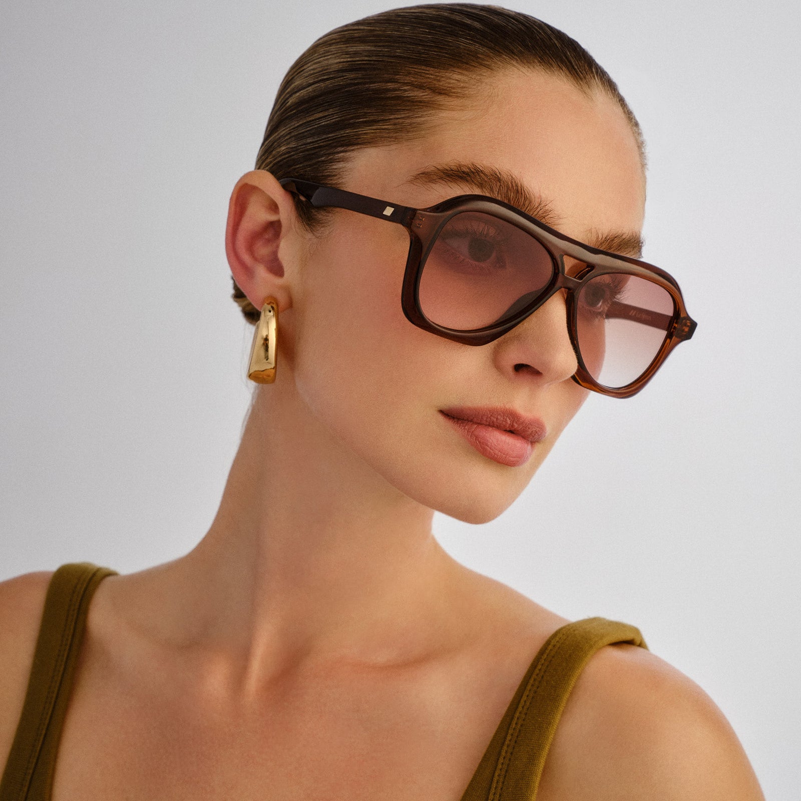 Drizzle Cocoa Uni-Sex Aviator Sunglasses | Le Specs