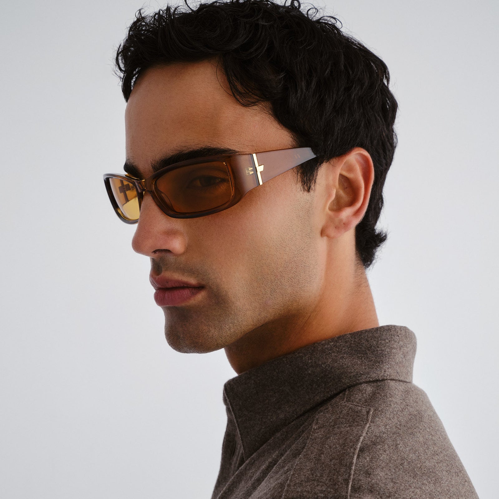 Du Jour Ochre Uni-Sex Wrap Sunglasses | Le Specs