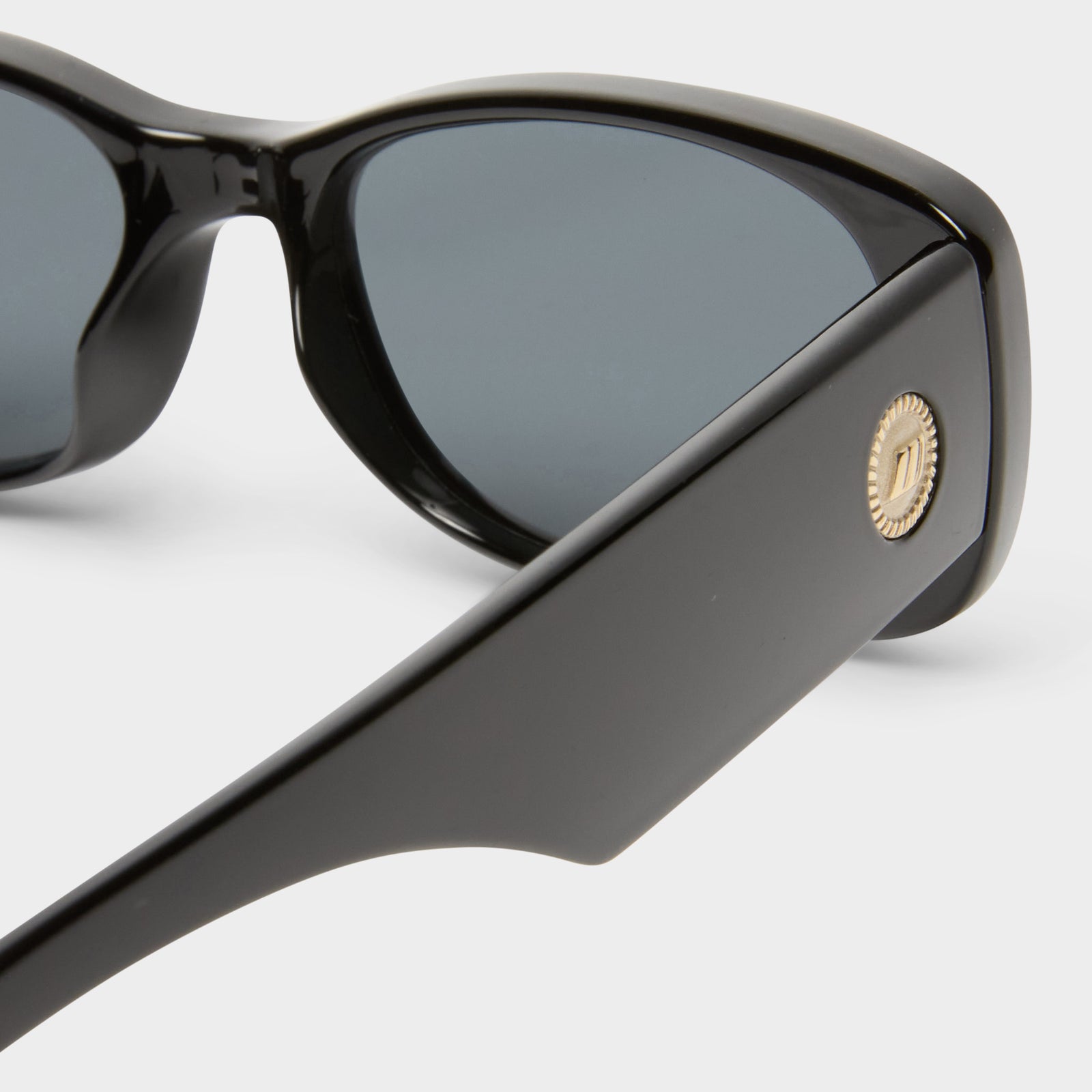 Unreal Shiny Black Uni-Sex Rectangle Sunglasses | Le Specs