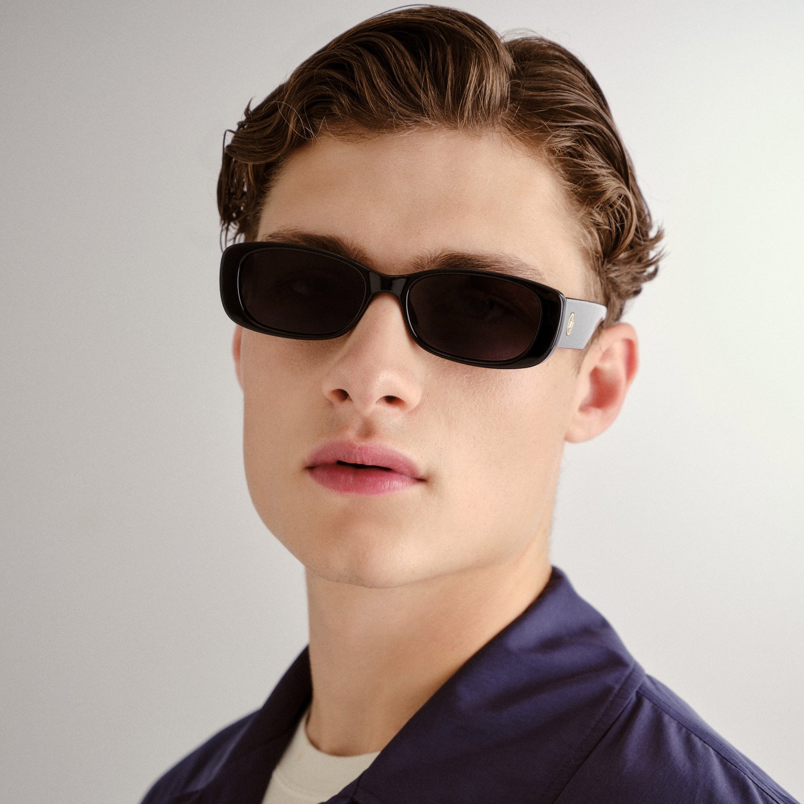 Unreal Shiny Black Uni-Sex Rectangle Sunglasses | Le Specs