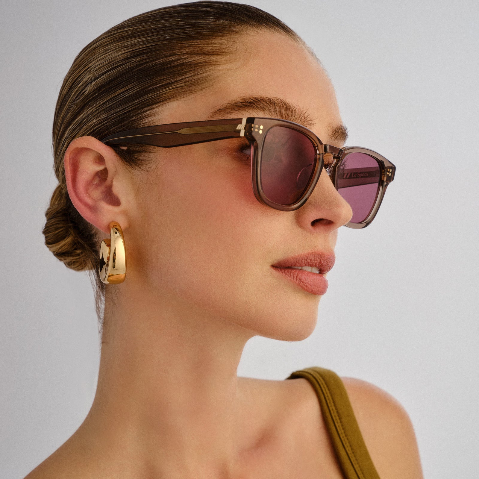 Torrent Khaki Uni-Sex Square Sunglasses | Le Specs