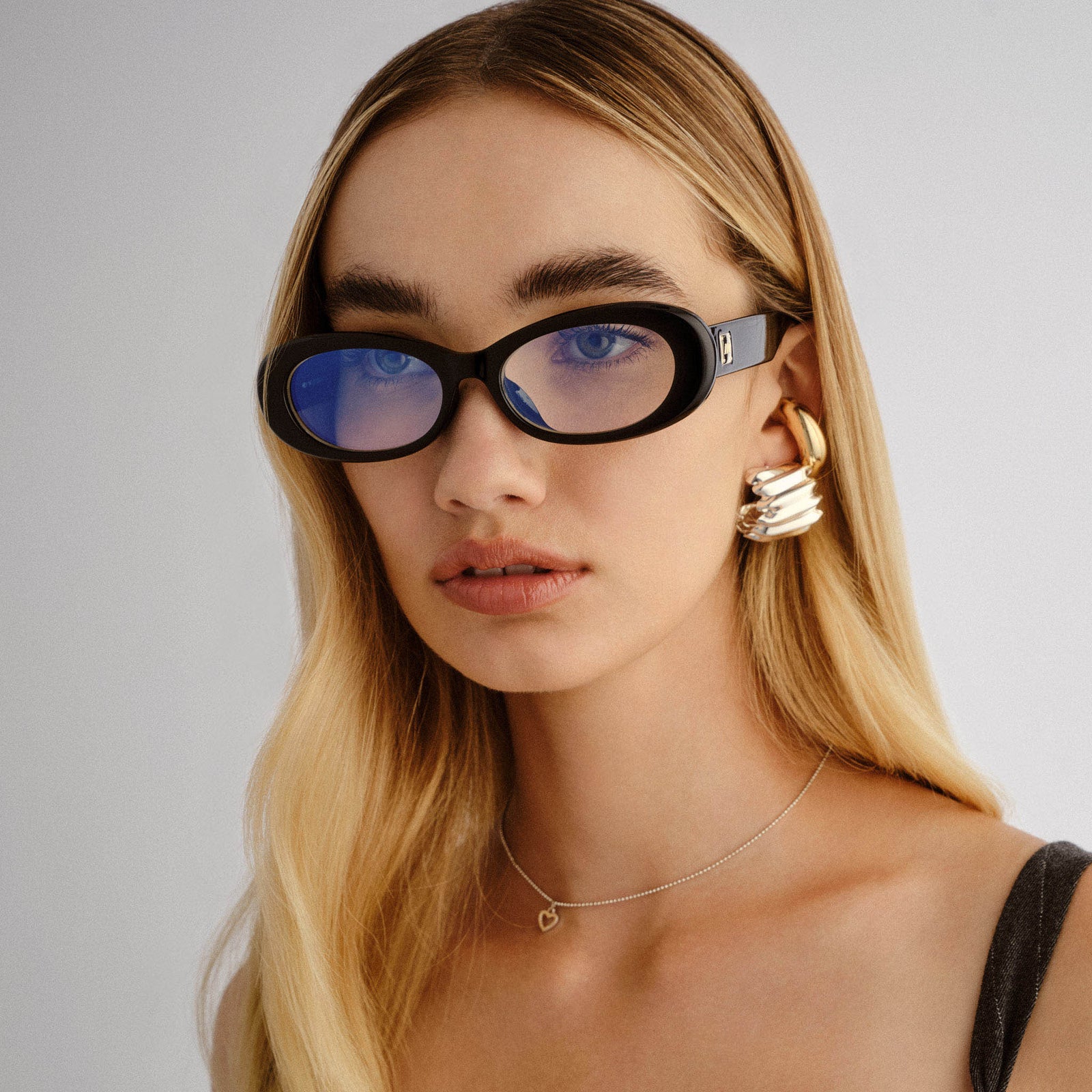 Hey Ya Black Female Oval Blue Light | Le Specs