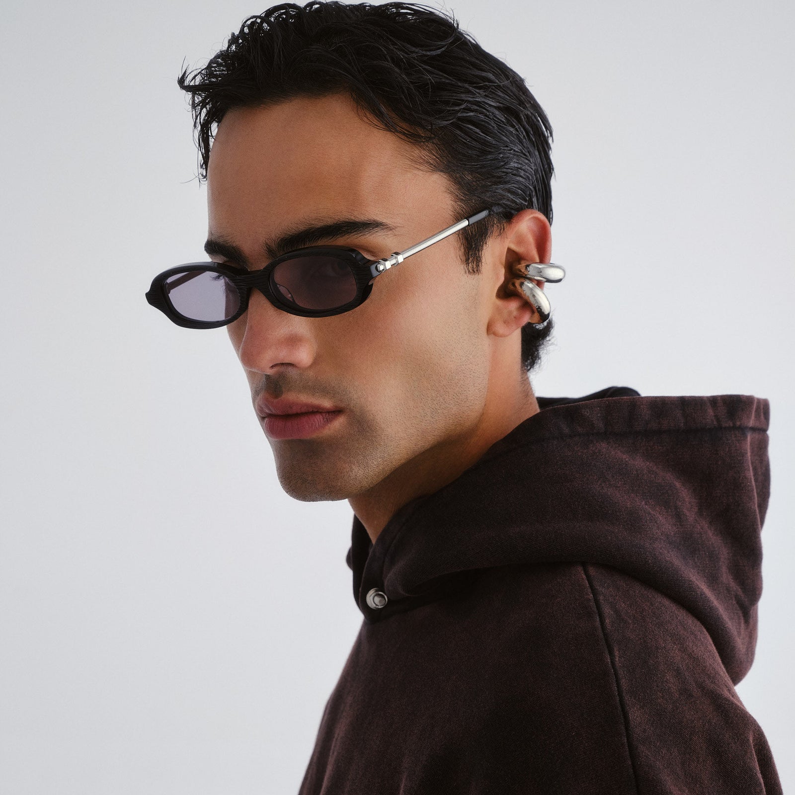 Lichtblick Scratched Black Uni-Sex Rectangle Sunglasses | Le Specs