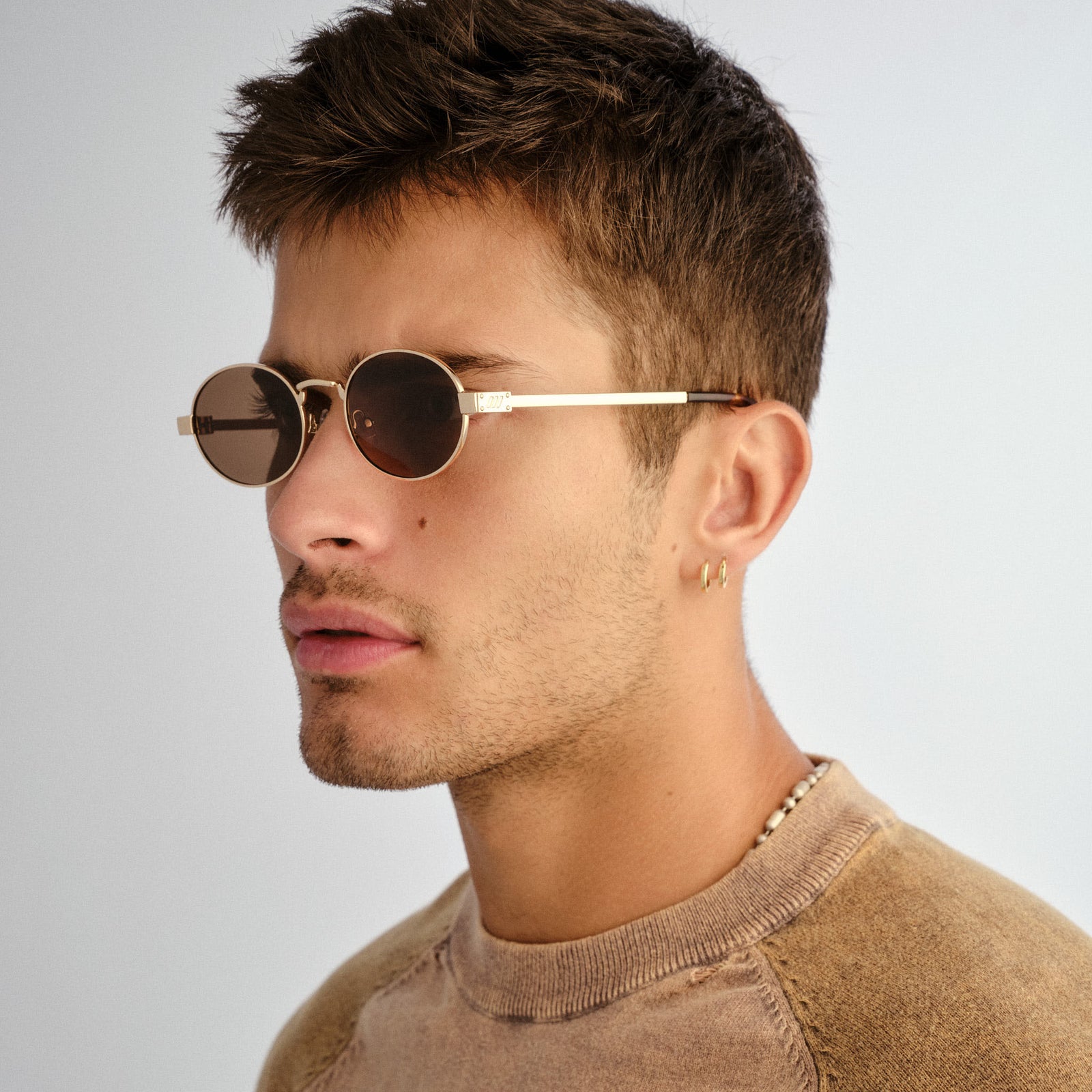 Poseidon Deux Gold Uni-Sex Oval Sunglasses | Le Specs