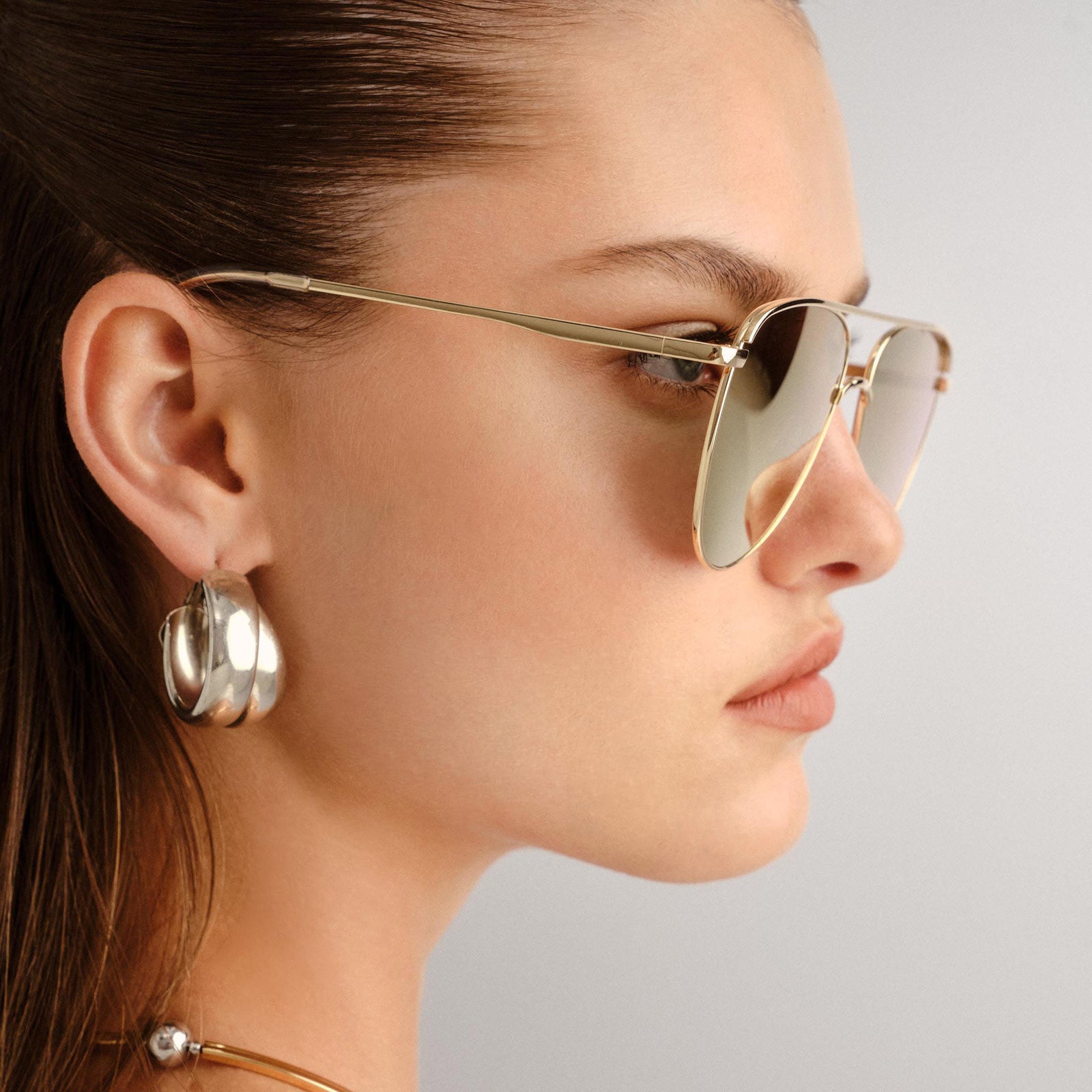 The Duke Gold Female Aviator Sunglasses | Le Specs
