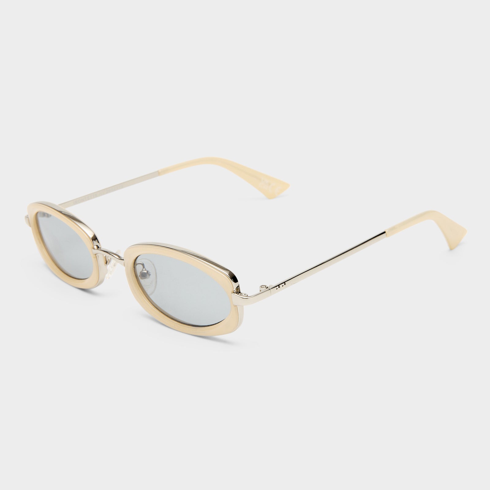 Mecharo Silver Milky Butter Uni-Sex Oval Sunglasses | Le Specs