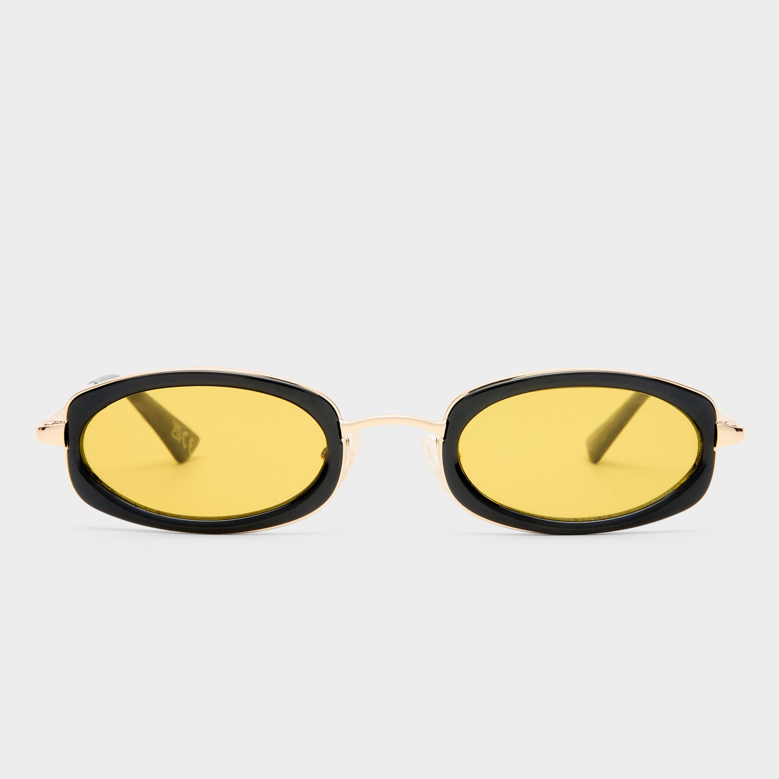 Mecharo Gold Black Uni-Sex Oval Sunglasses | Le Specs