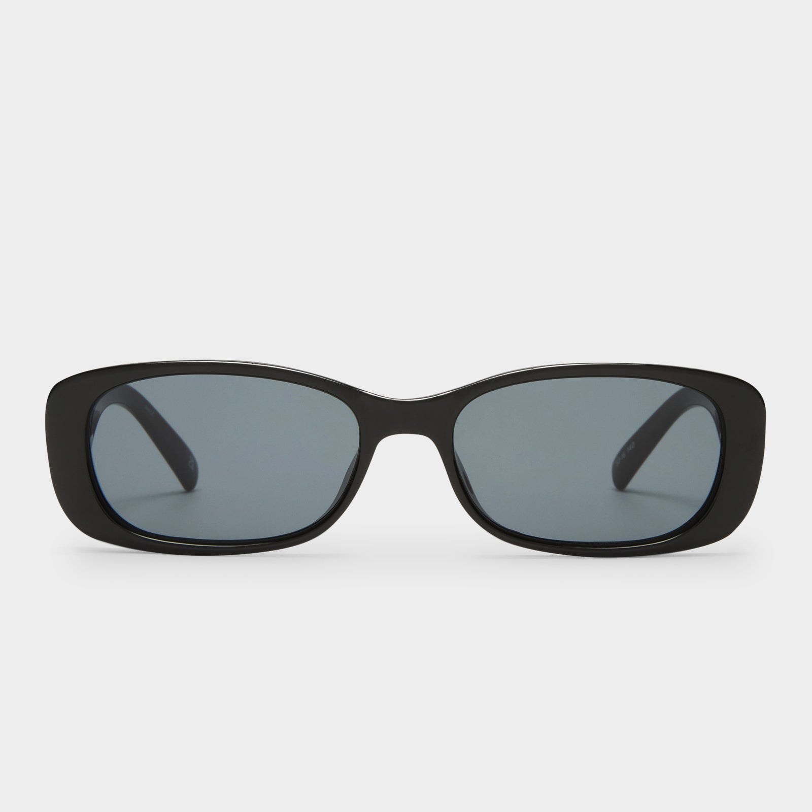 Unreal Shiny Black Uni-Sex Rectangle Sunglasses | Le Specs