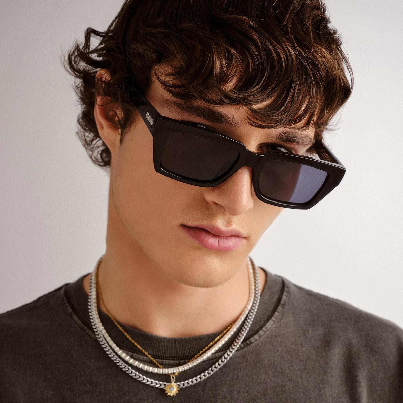 Nocturnal Habit Black Uni-Sex D-Frame Sunglasses | Le Specs