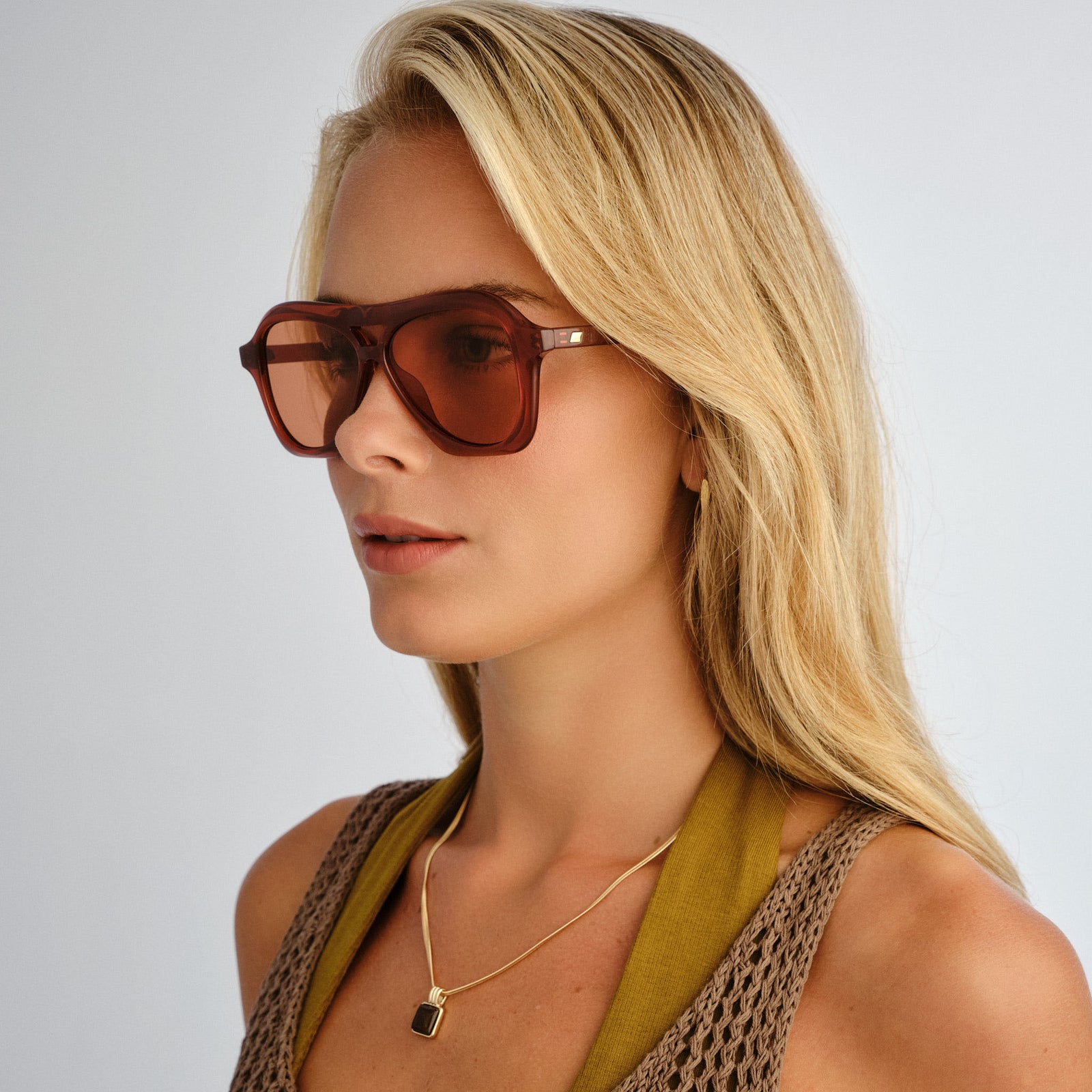 Drizzle Tangerine Uni-Sex Aviator Sunglasses | Le Specs