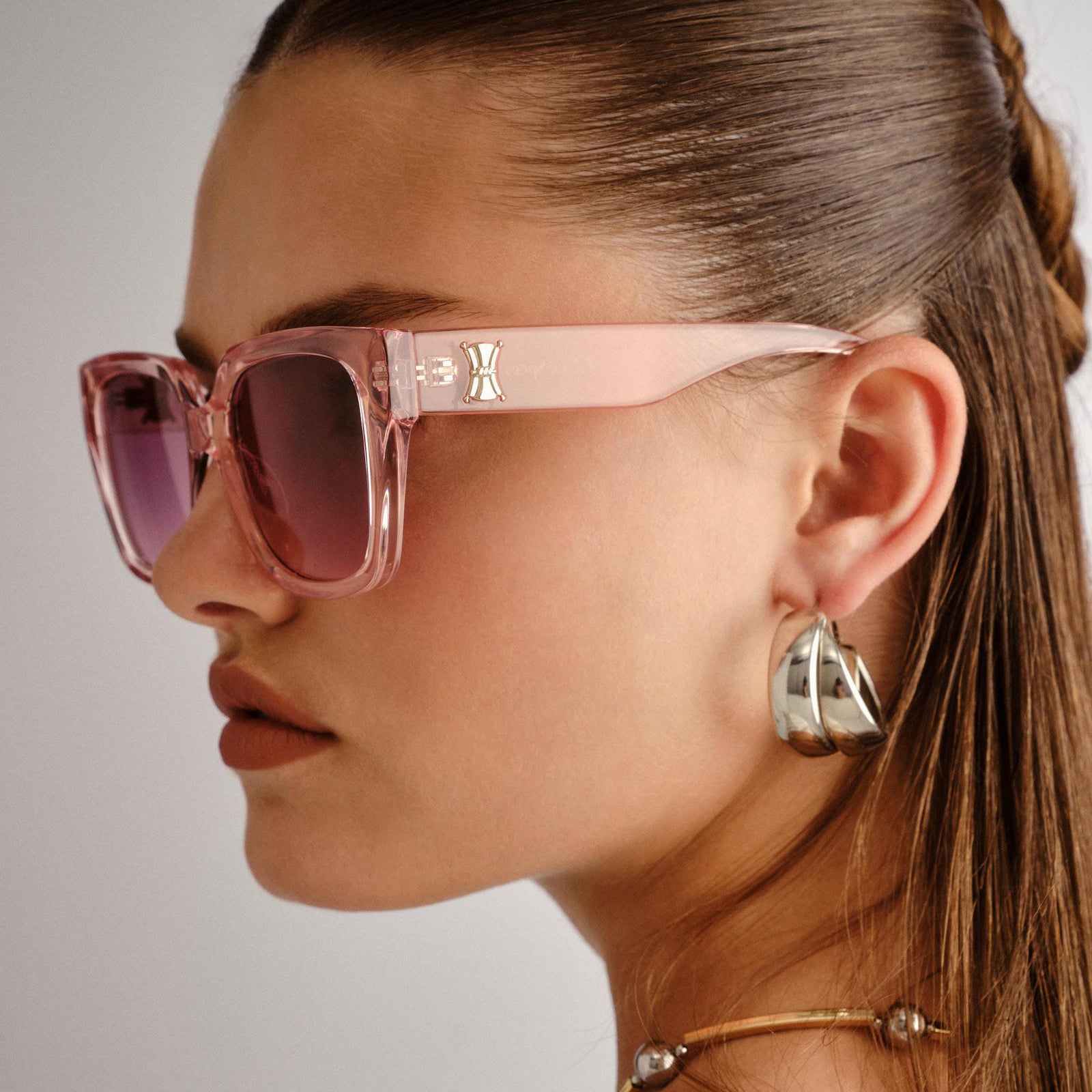 The Illusion French Rose Female Square Sunglasses | Le Specs