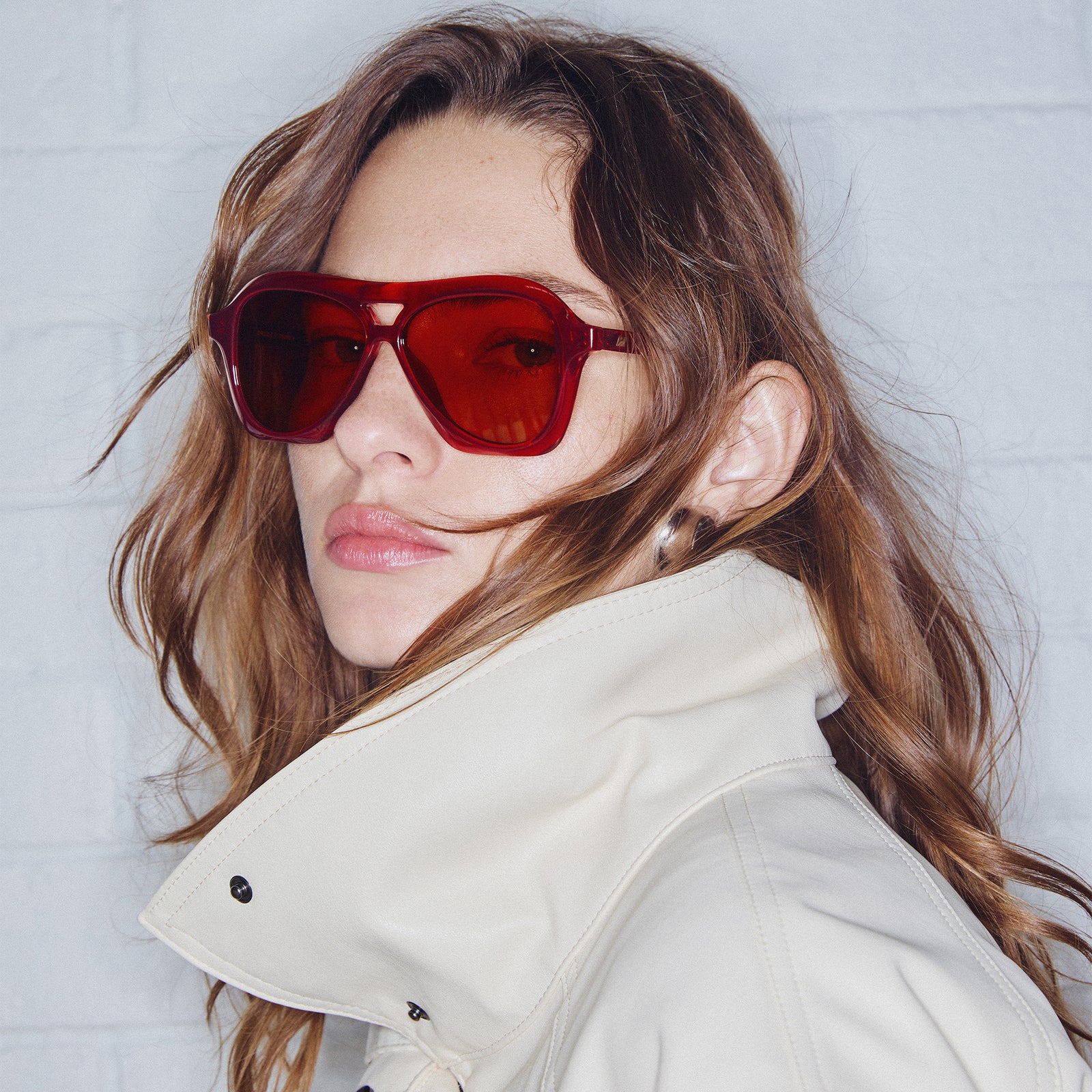 Drizzle Tangerine Uni-Sex Aviator Sunglasses | Le Specs
